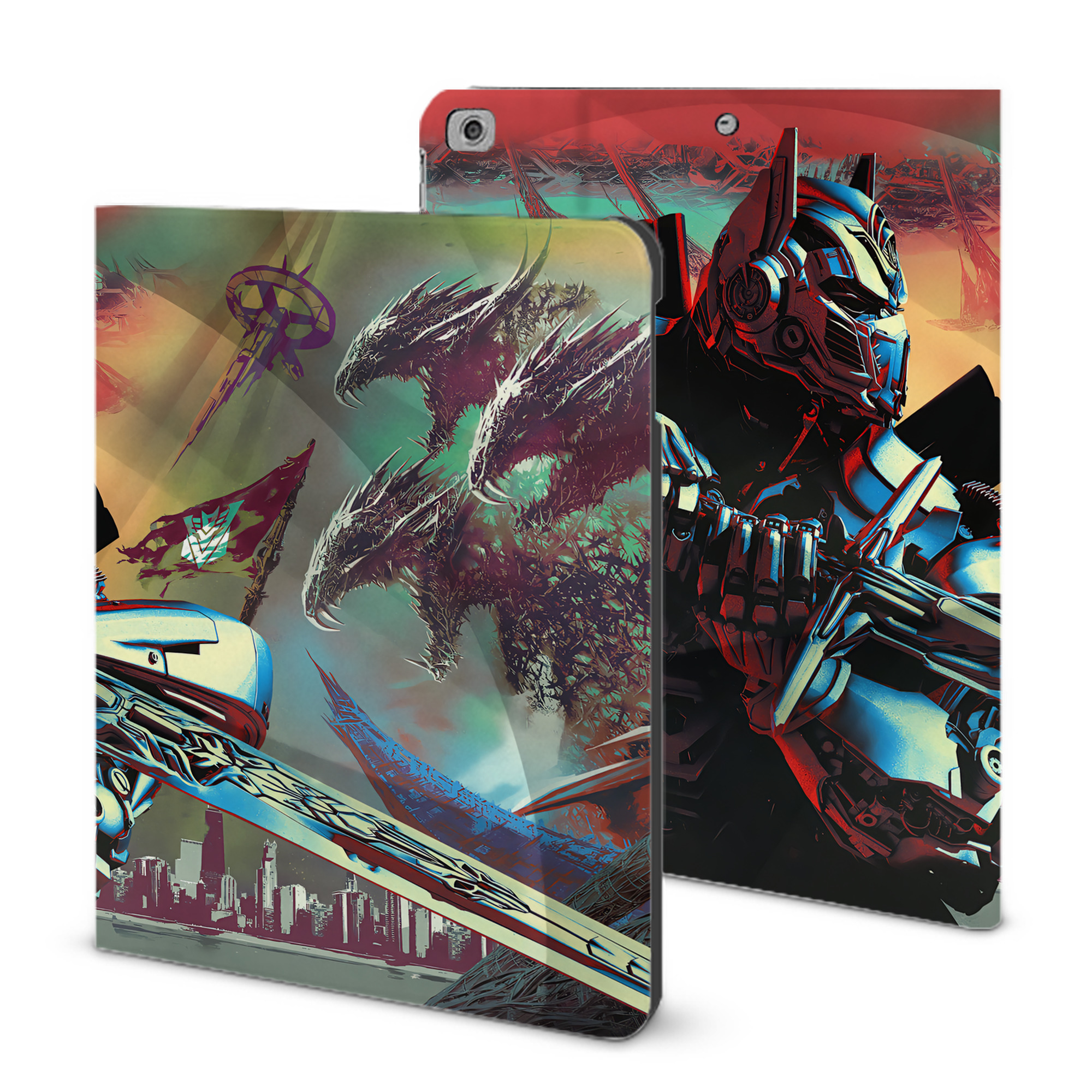 （画像用） Transformers トランスフォーマー IPad ケース ブック型 PUレザー TPU 耐衝撃 軽量 薄型 ペン収納なし 全面保護 IPad 各モデル対応